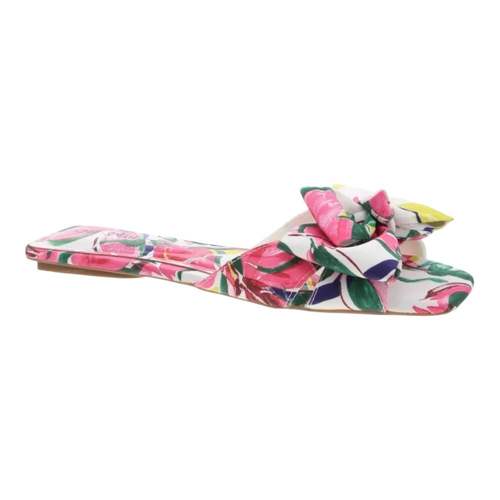 On 34th Women's Jazminn Bow Slip On Slide Flat Sandals Multi Floral Size 7 1/2